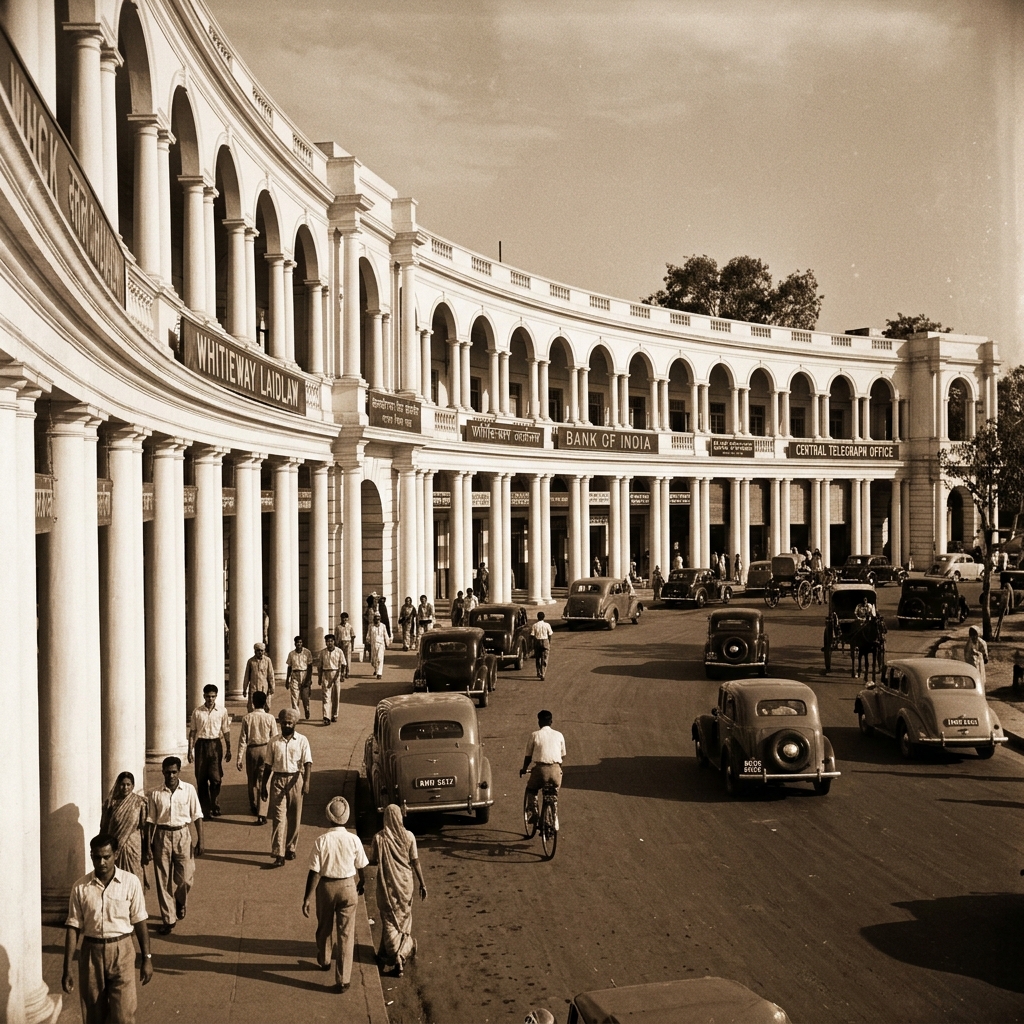 Connaught Place circular colonnaded colonial plaza